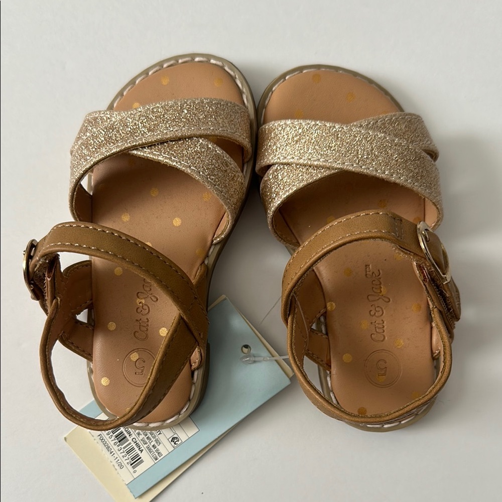 Cat & Jack Gold and Tan Glitter Sandals